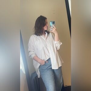 BDG Oversized White Button-Up Shirt